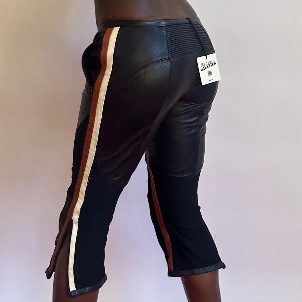 Jean Paul Gaultier FEMME VINTAGE LEATHER MOTOR CAPRI Pants 90'S NWT NEW
